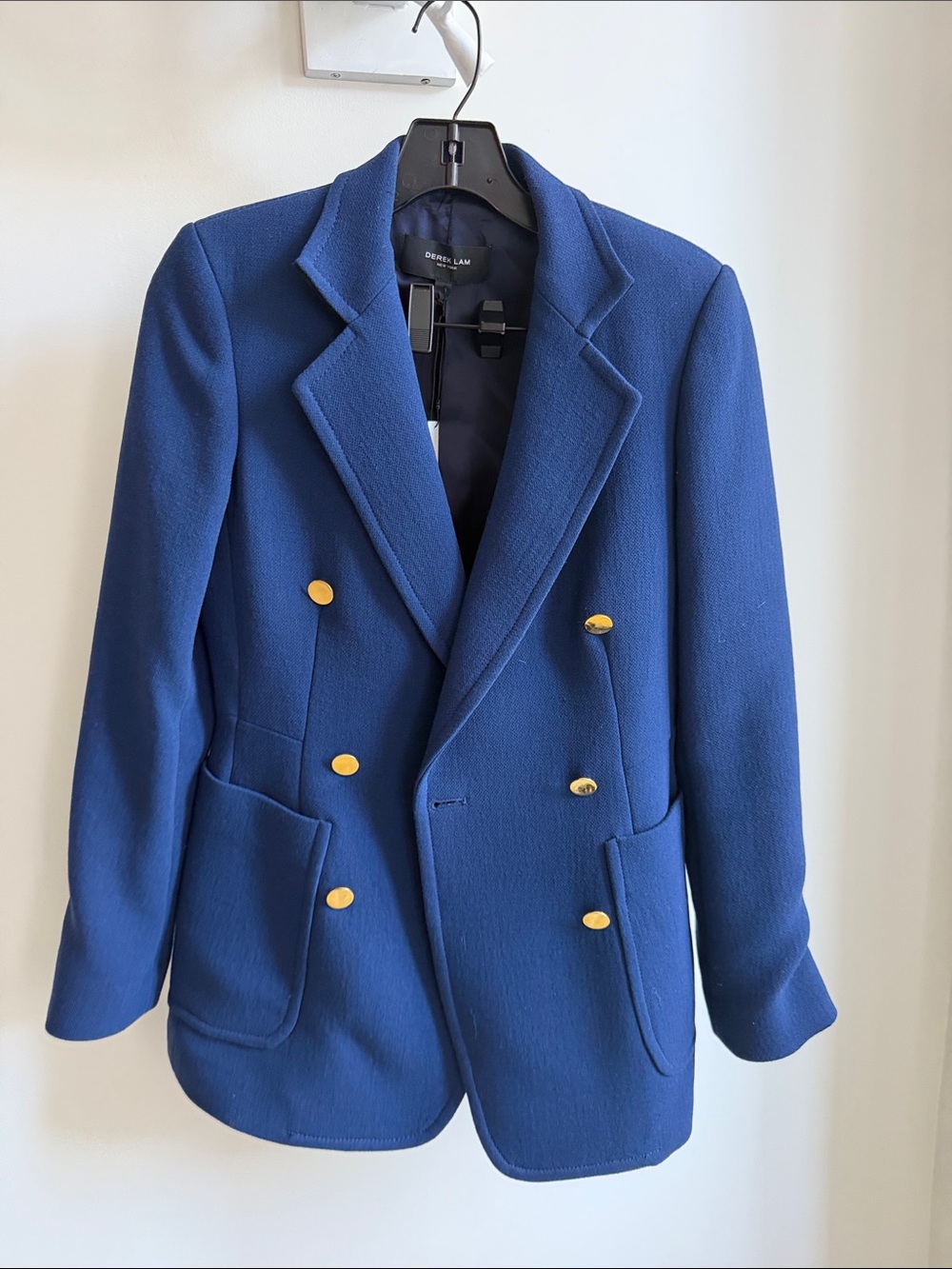 Derek Lam Cobalt Blue Double-Breasted Blazer with Gold Buttons